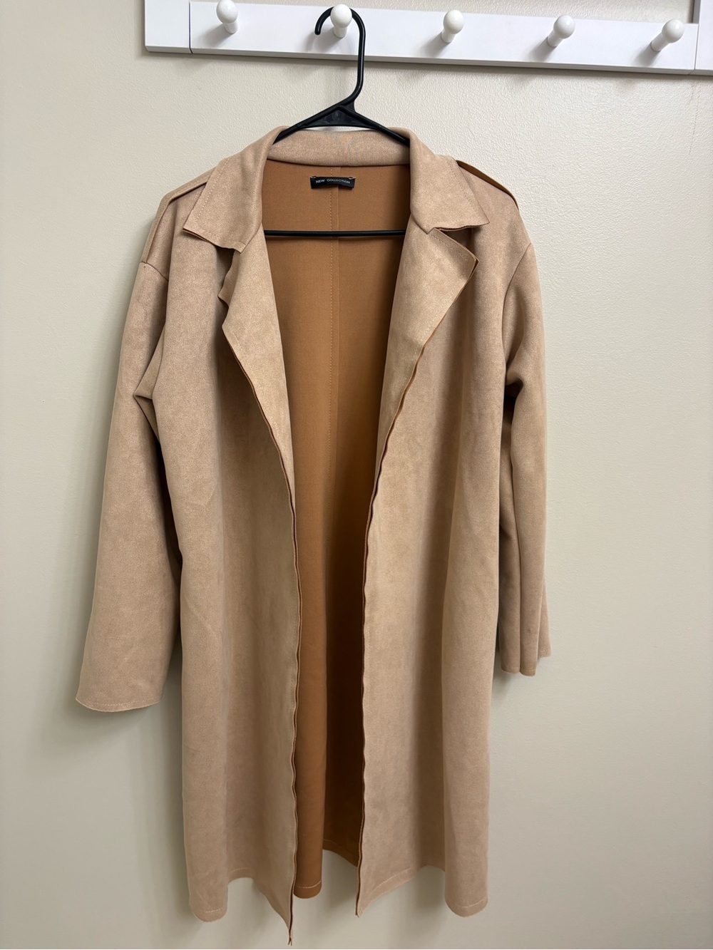 Open-Front Tan Longline Trench Coat